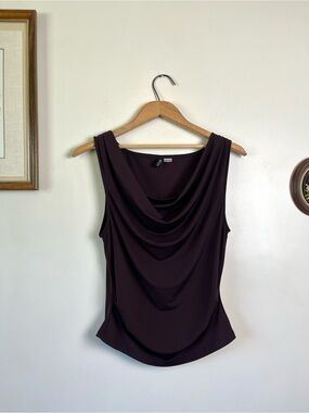 H&M Maroon Draped Cowl Neck Top Large